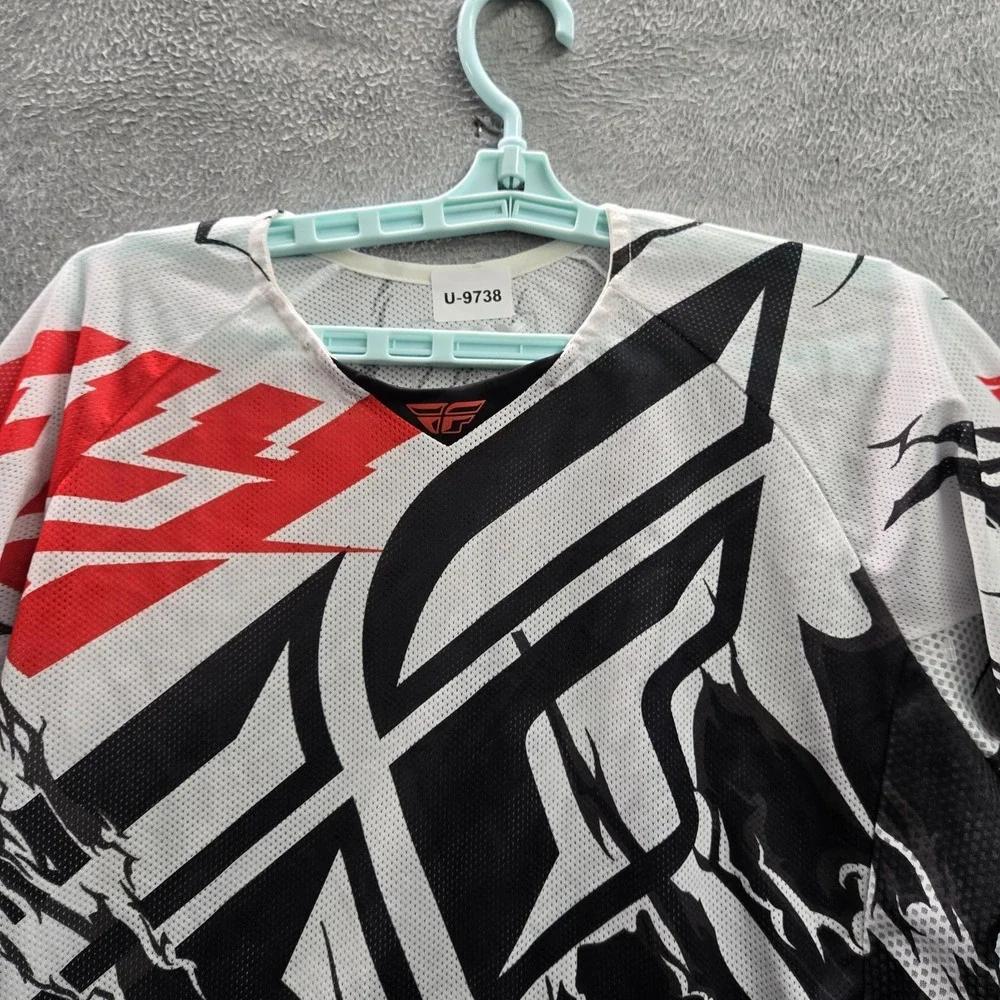 Fly Racing Men Shirt S White Graphic Print Abstract‎ Logo Kinetic Activewear